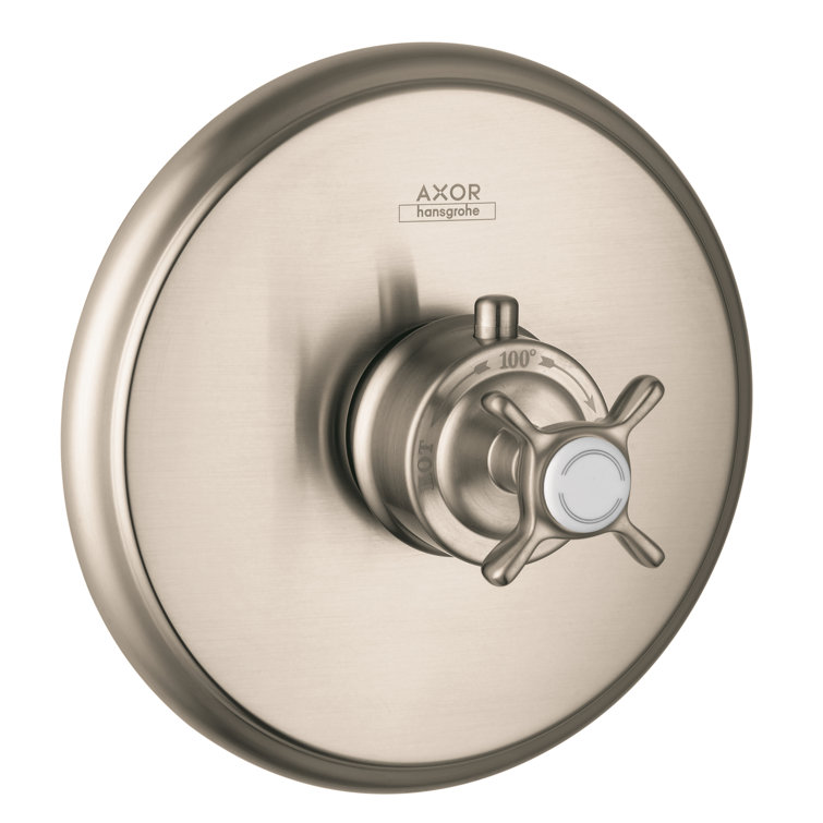 Elegant European Polished Nickel Thermostatic Shower Trim with Cross Handle