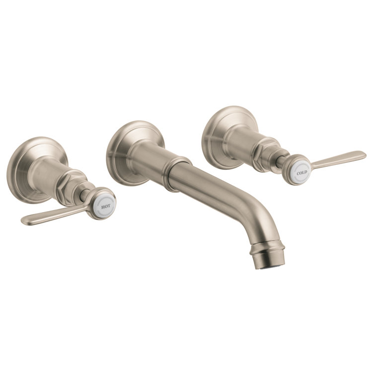 Elegant Polished Nickel 2-Handle Wall-Mounted Bathroom Faucet