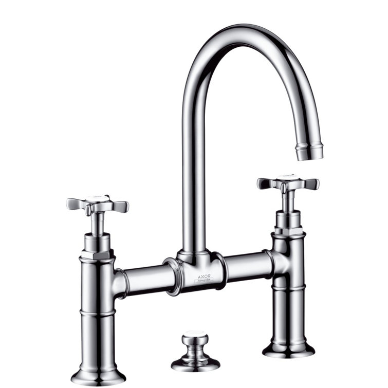 Chrome Modern Widespread Bathroom Faucet with Cross Handles