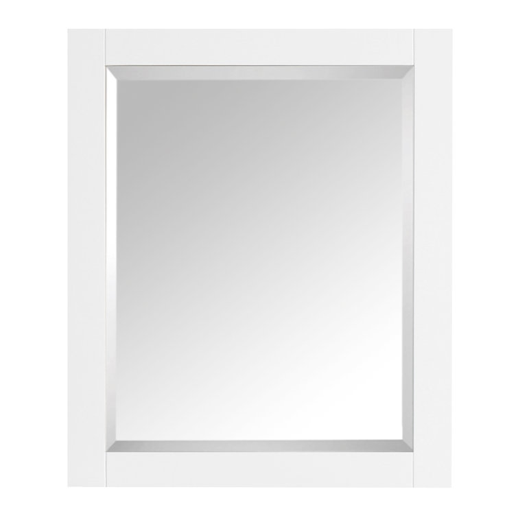 Transitional Rectangular 30" x 24" Beveled Wall Mirror in White