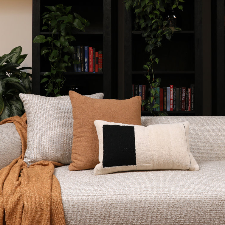 Castries 100% Cotton Lumbar Rectangular Off-White and Black Pillow