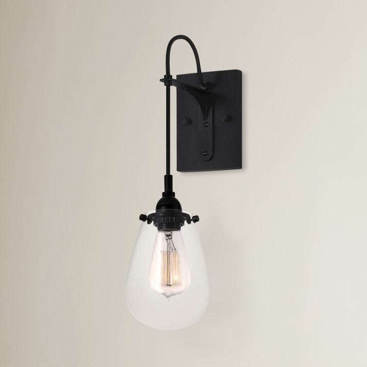 Chelsea Satin Black Direct Wired Sconce with Clear Glass Shade