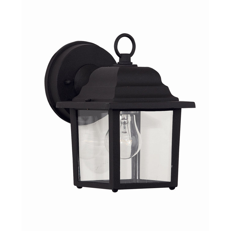 Black Mission Style Outdoor Wall Lantern with Clear Glass