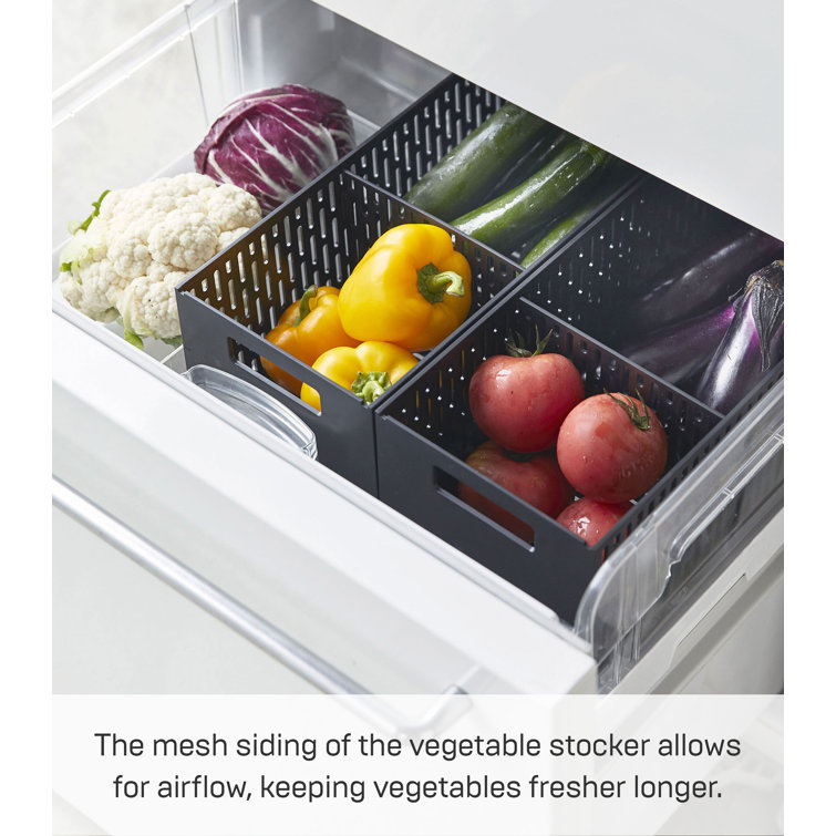 Black Stackable Plastic Vegetable Storage Baskets with Handles