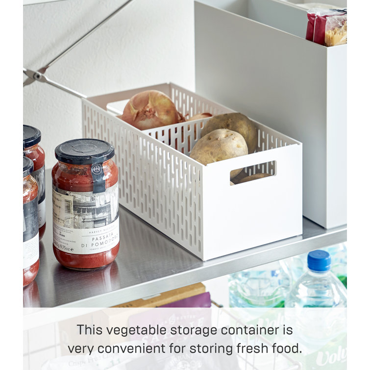 White Stackable Plastic Vegetable Storage Basket with Handles