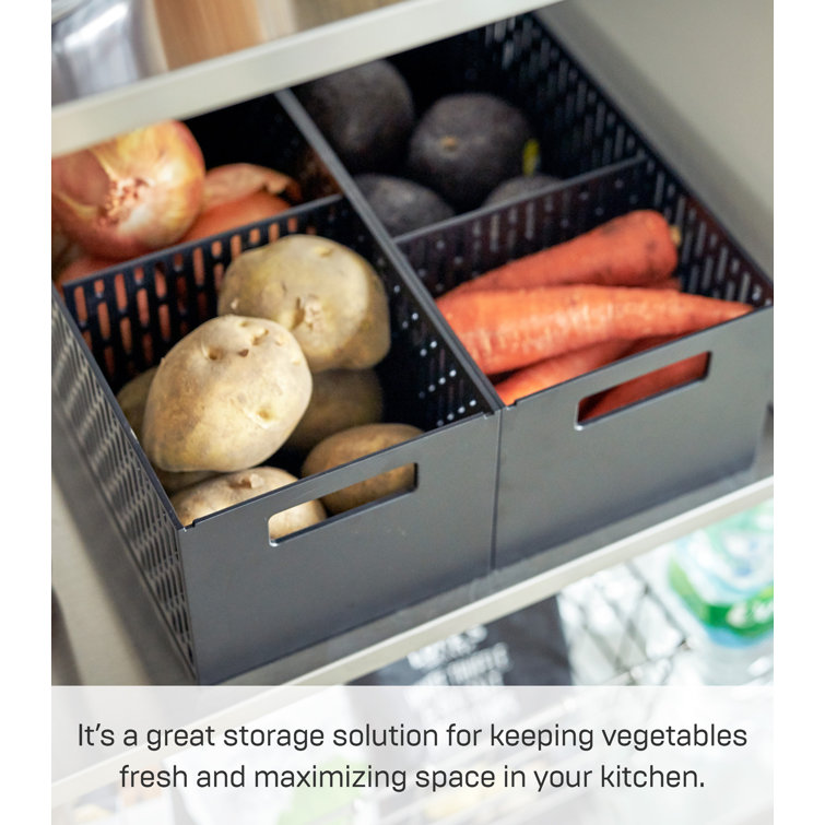 Black Stackable Plastic Vegetable Storage Baskets with Handles