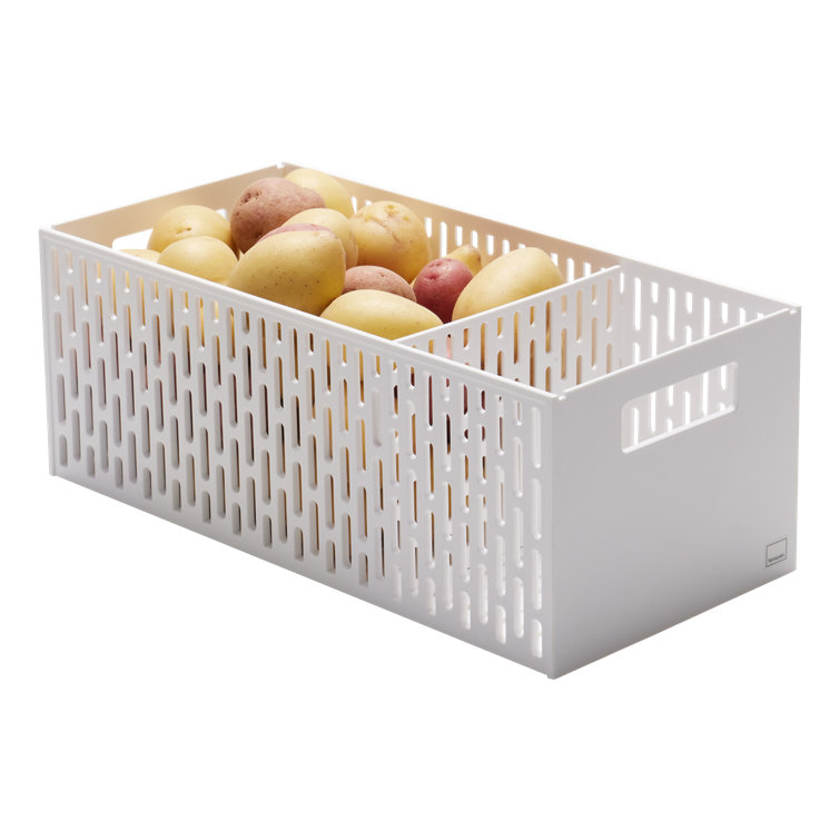 White Stackable Plastic Vegetable Storage Basket with Handles