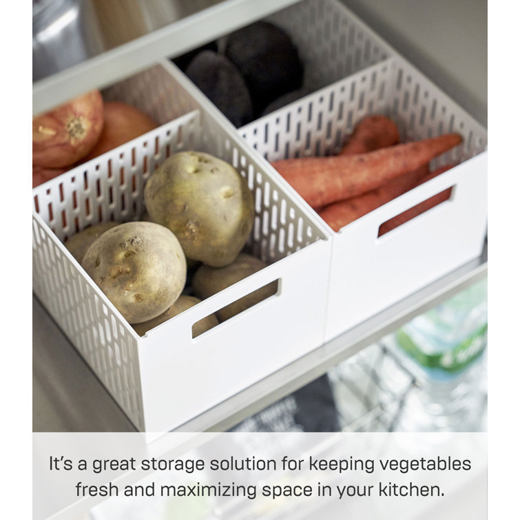 White Stackable Plastic Vegetable Storage Basket with Handles