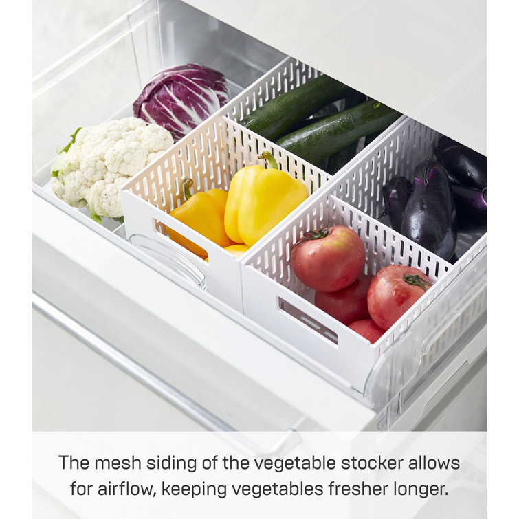 White Stackable Plastic Vegetable Storage Basket with Handles