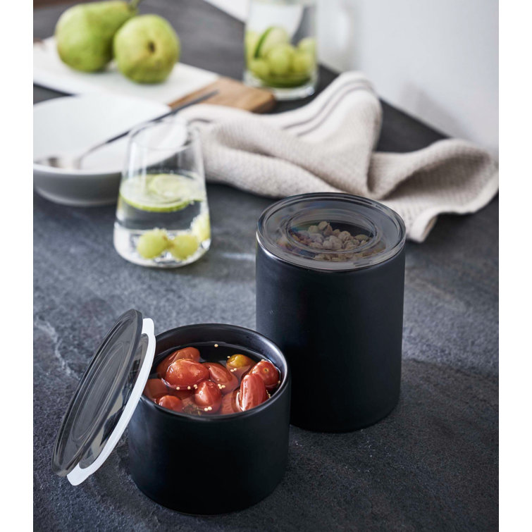 Large Black Ceramic Food Storage Container with Airtight Lid