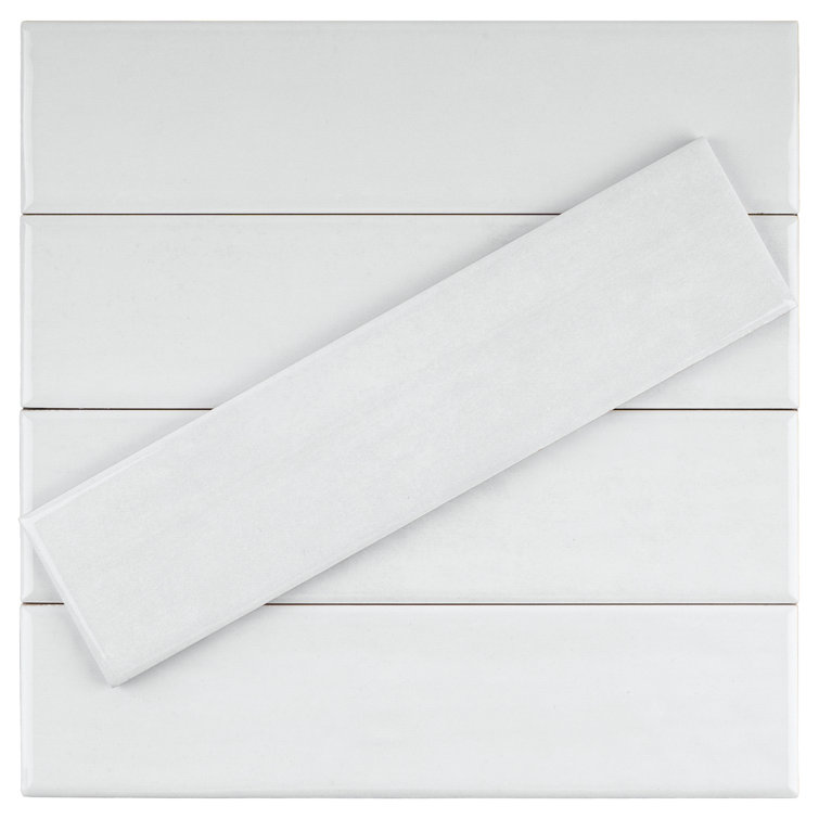 Cyra White Polished Ceramic Subway Wall Tile 2.95 x 11.81
