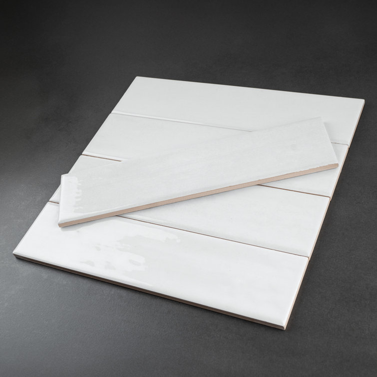 Cyra White Polished Ceramic Subway Wall Tile 2.95 x 11.81