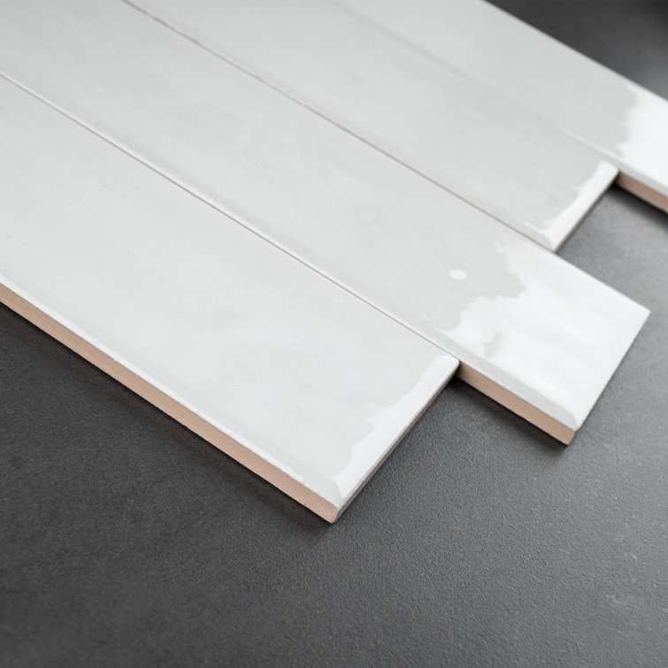 Cyra White Polished Ceramic Subway Wall Tile 2.95 x 11.81