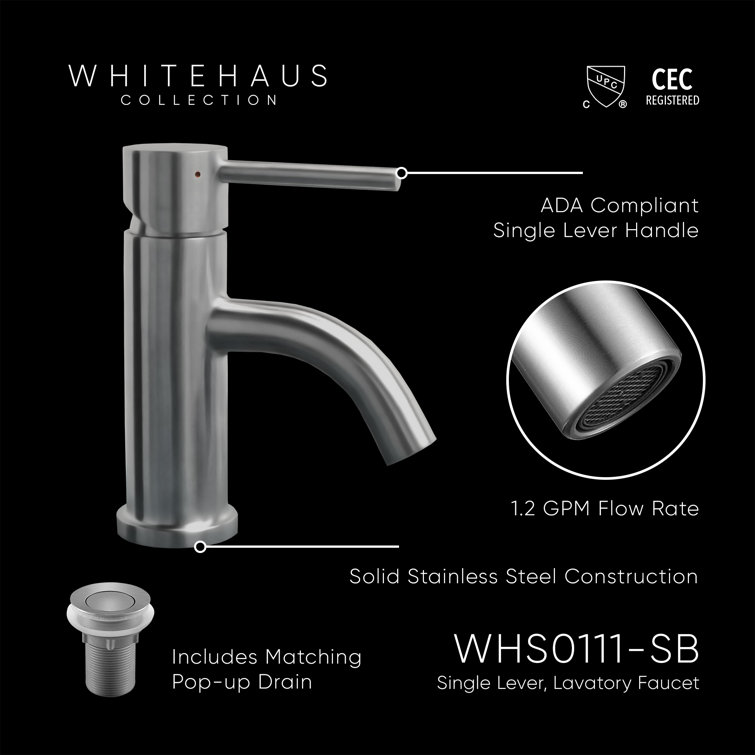 Polished Stainless Steel Single Lever Bathroom Faucet