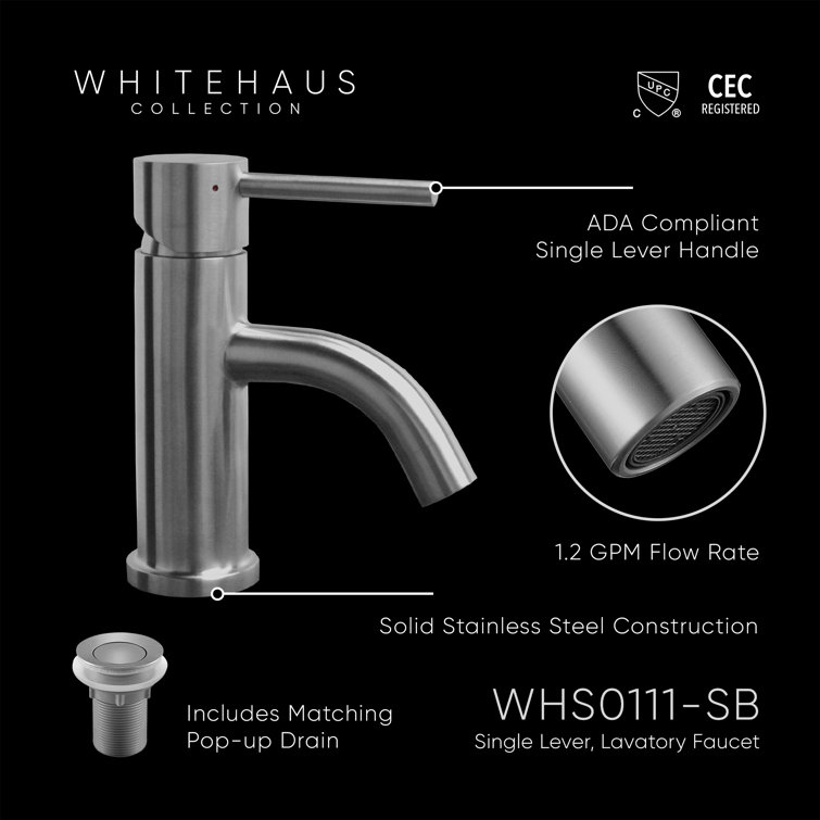 Waterhaus Scratch-Resistant Stainless Steel Single-Hole Lavatory Faucet