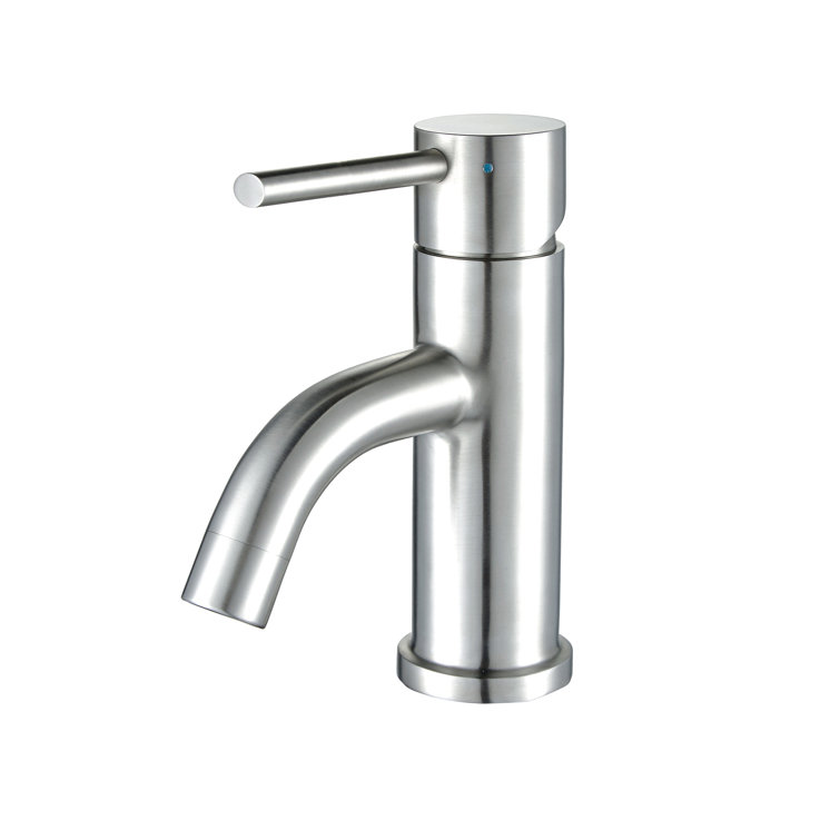 Polished Stainless Steel Single Lever Bathroom Faucet