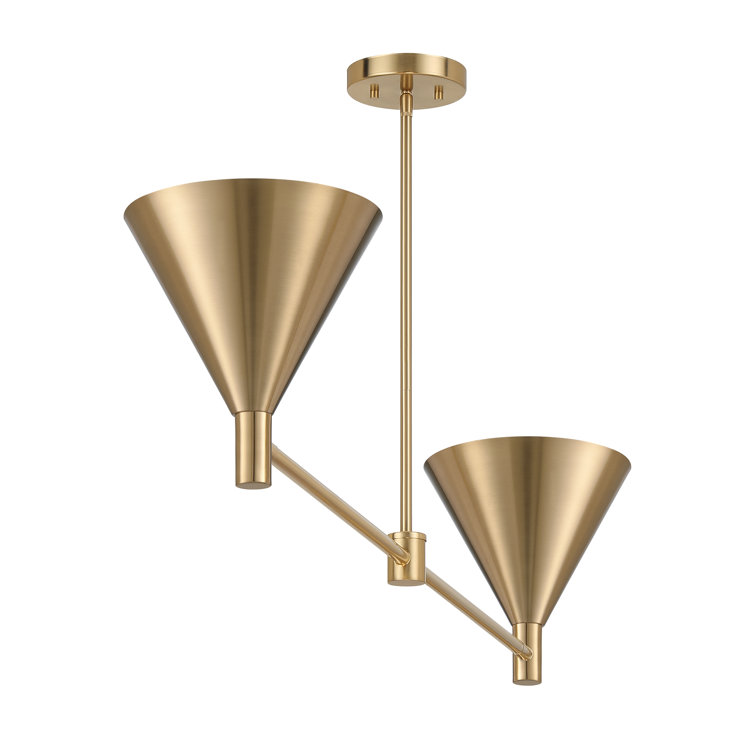 Noble Brass Adjustable 2-Light Metal Linear Chandelier