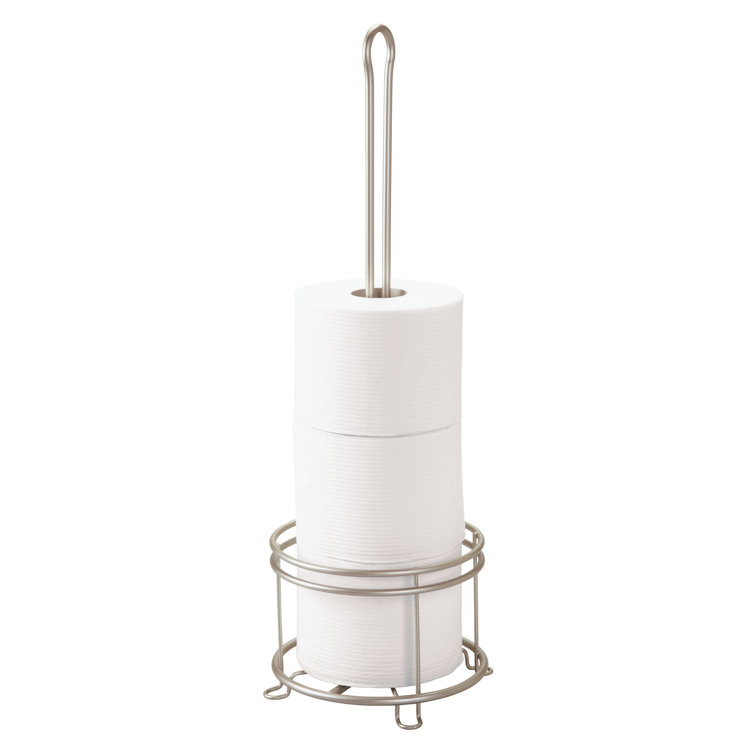 Satin Steel Freestanding 4-Roll Toilet Paper Holder Stand