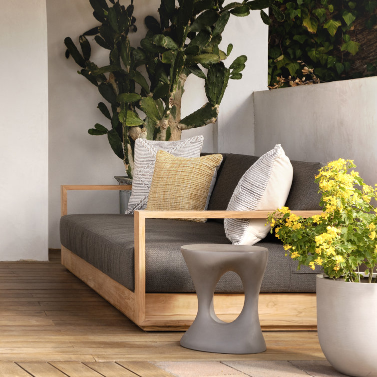 Cassius 15.5'' Gray Concrete Oval Outdoor Side Table