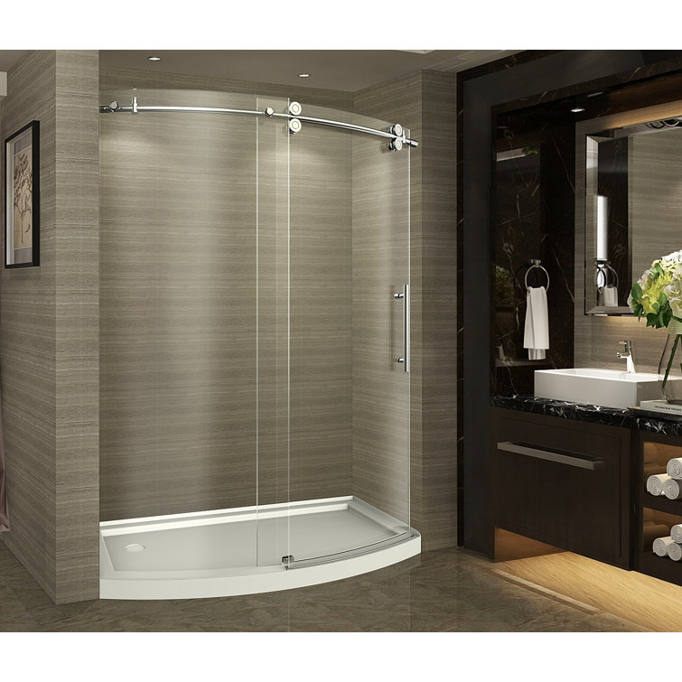 ZenArch 60'' Clear Tempered Glass Frameless Sliding Shower Door with Chrome Hardware