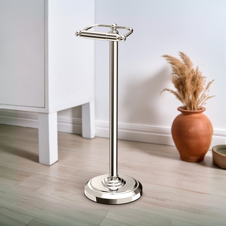 Polished Nickel Freestanding Toilet Paper Holder with Weighted Base