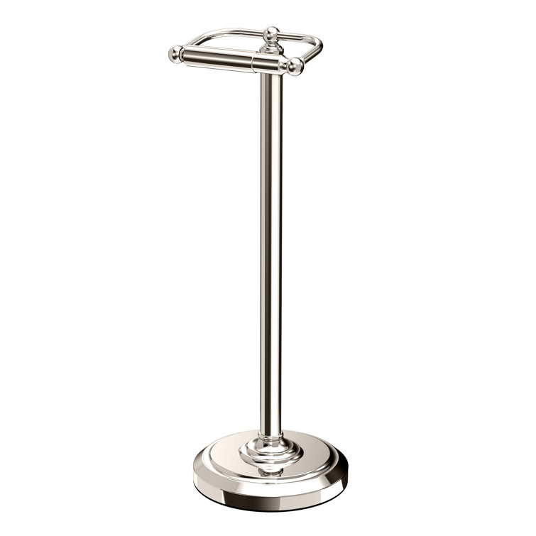 Polished Nickel Freestanding Toilet Paper Holder with Weighted Base
