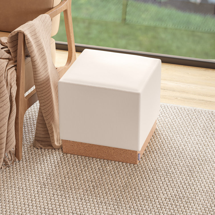 Cream and Cork 15" Cube Storage Ottoman with Cushioned Seat
