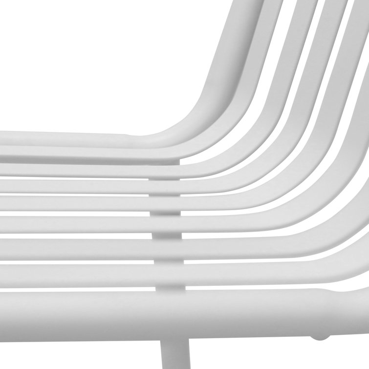 White Powder Coated Steel Armless Outdoor Dining Chairs, Set of 2