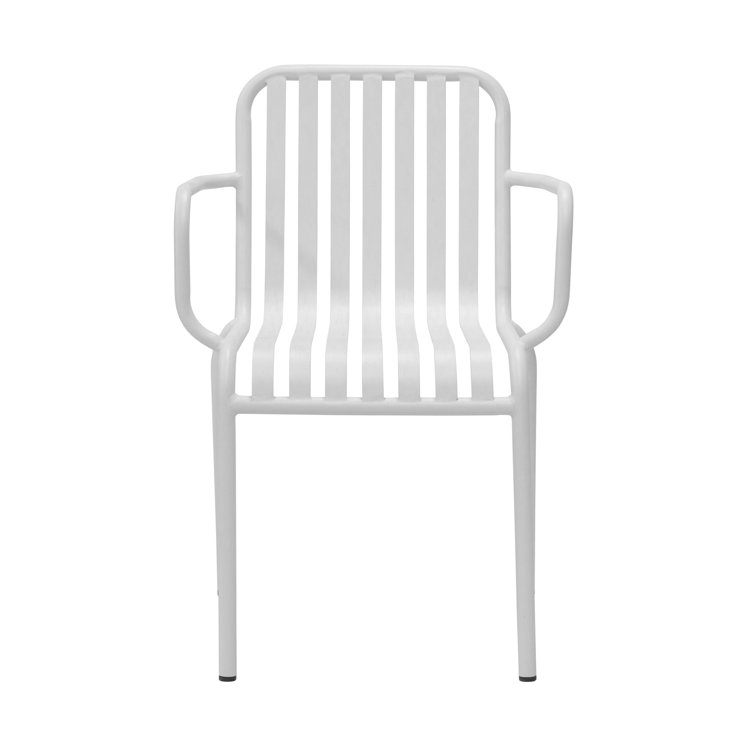 White Metal Stackable Outdoor Dining Armchair Set