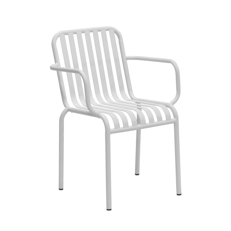 White Metal Stackable Outdoor Dining Armchair Set