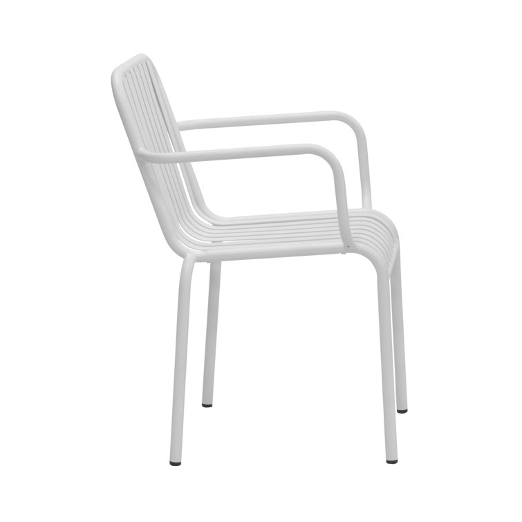 White Metal Stackable Outdoor Dining Armchair Set