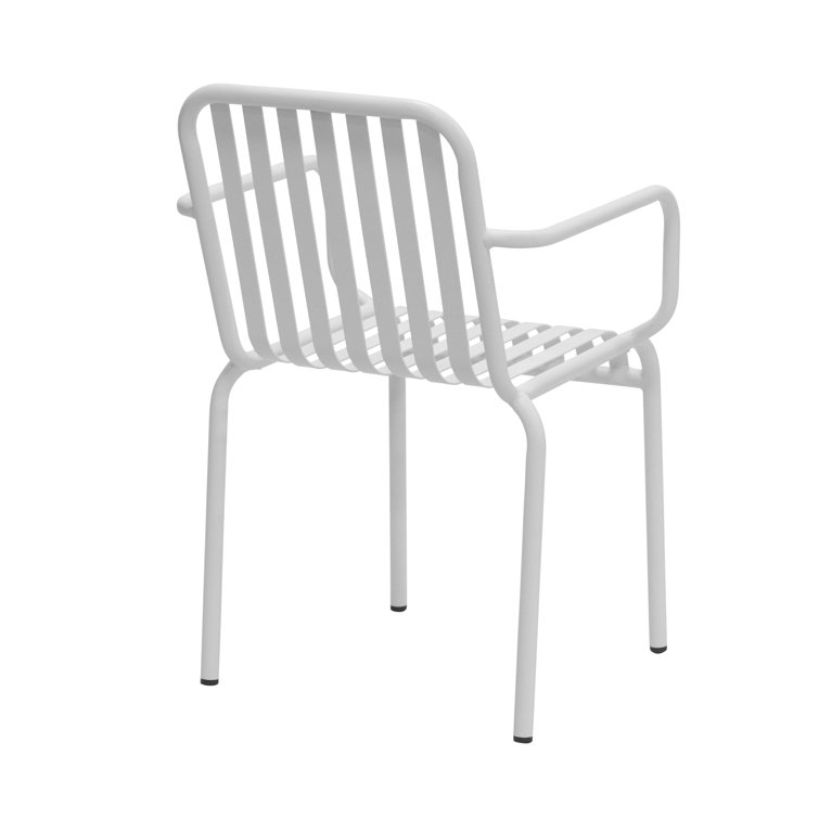 White Metal Stackable Outdoor Dining Armchair Set
