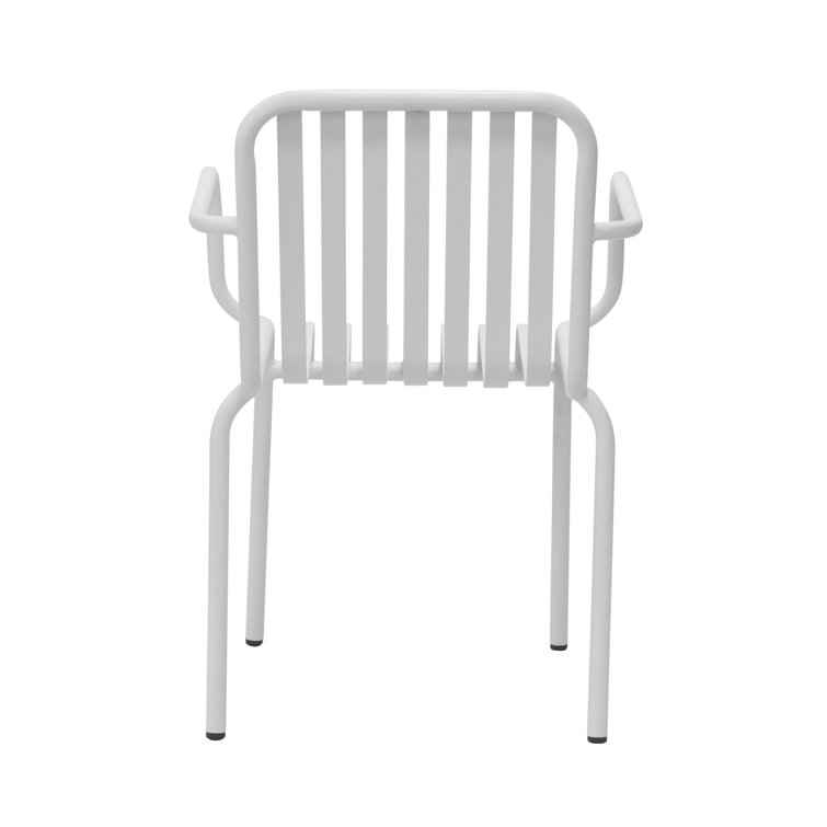 White Metal Stackable Outdoor Dining Armchair Set