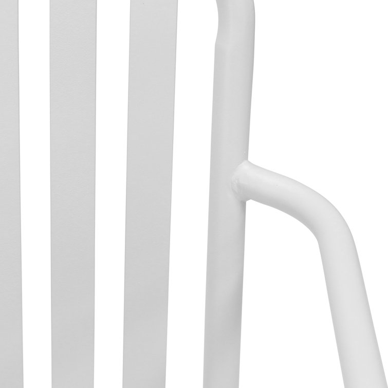 White Metal Stackable Outdoor Dining Armchair Set