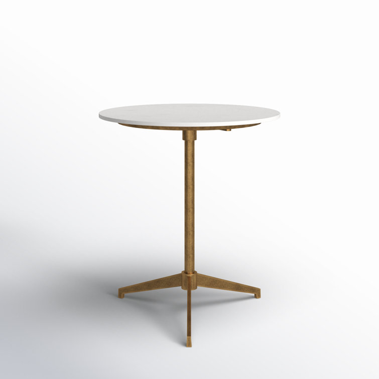 Parker Round White Marble and Gold Metal End Table