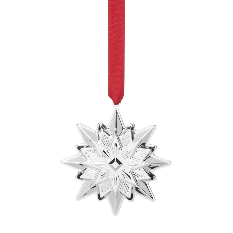 Sterling Silver 2024 Annual Star Ornament with Red Ribbon