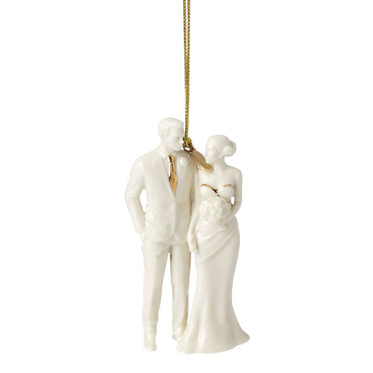 Elegant Porcelain Bride & Groom Ornament with Gold Accents