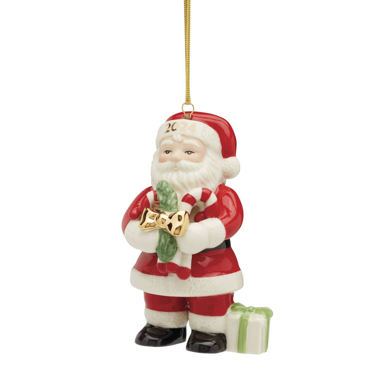 ANNUAL DATED 2024 Santa With Pickle & Candy Cane Ornament