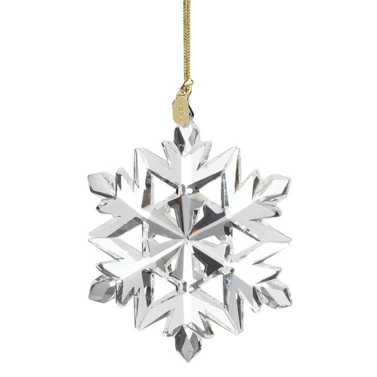 2024 Clear Glass Optic Snowflake Ornament with Gold Cord