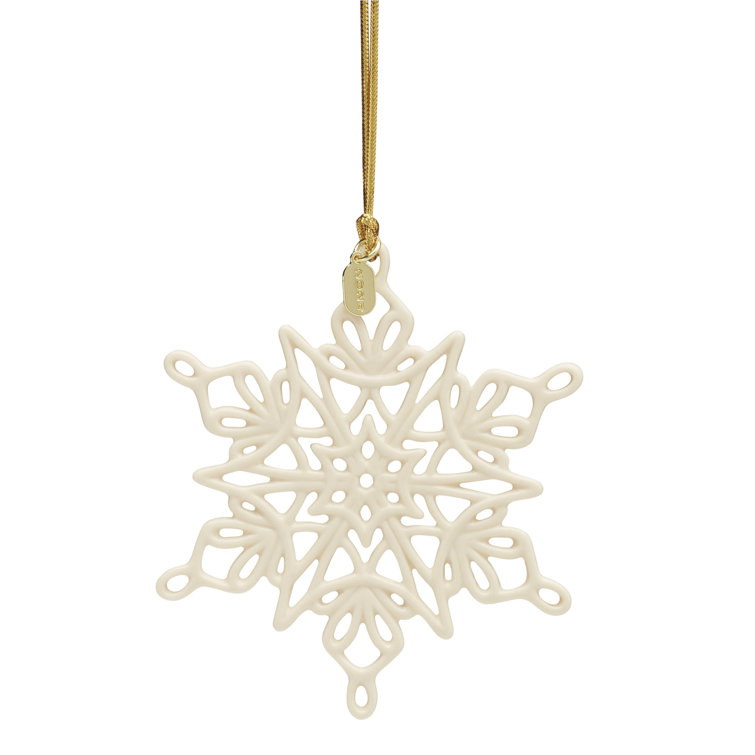 2024 Porcelain Snowflake Ornament with Gold Cord