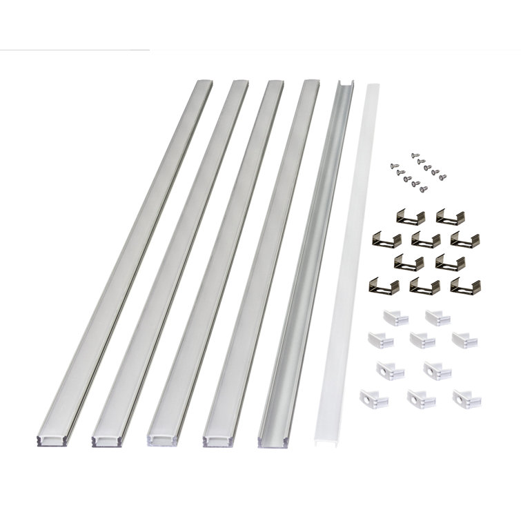 Silver Aluminum LED Tape Light Mounting Channel with Diffuser