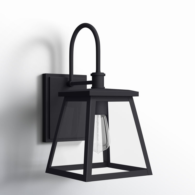 Belmore Classic Black Aluminum Outdoor Wall Lantern with Clear Glass