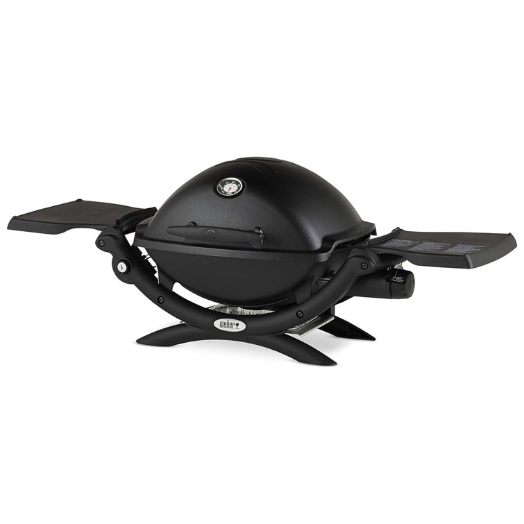 Weber Q 1200 Black Portable Propane Gas Grill with Side Burner