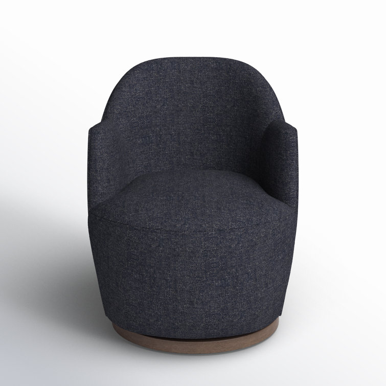 Knoll Natural Barrel Leather Swivel Chair with Wooden Base