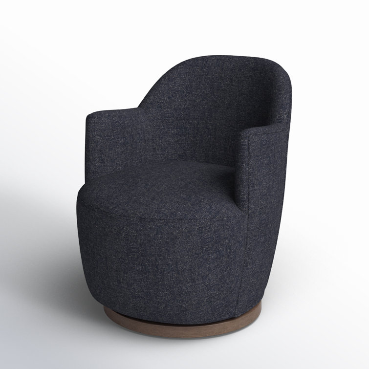 Knoll Natural Barrel Leather Swivel Chair with Wooden Base