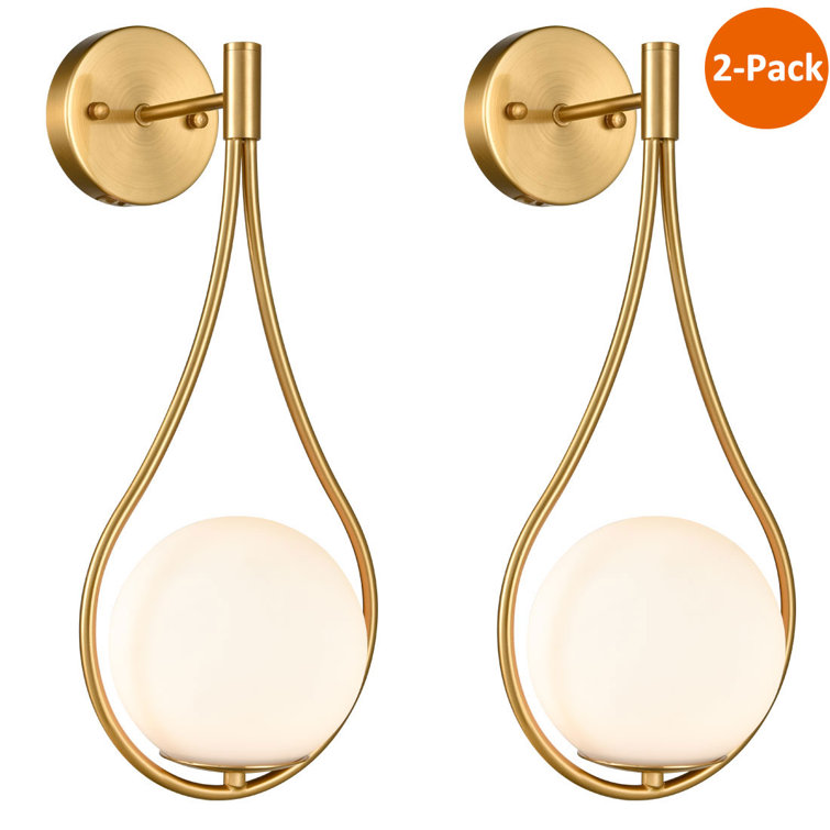 Opal Brushed Brass Dimmable Vanity Sconce Set