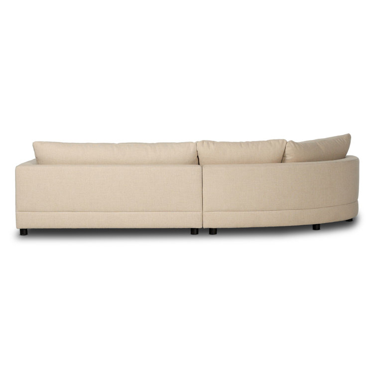 Beige Fabric Two-Piece Sectional Sofa with Wood Legs