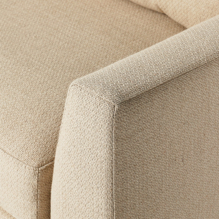 Beige Fabric Two-Piece Sectional Sofa with Wood Legs