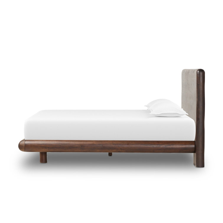 Rustic Brown Acacia Queen Bed with Headboard and Drawer
