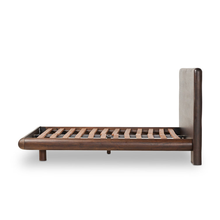 Rustic Brown Acacia Queen Bed with Headboard and Drawer